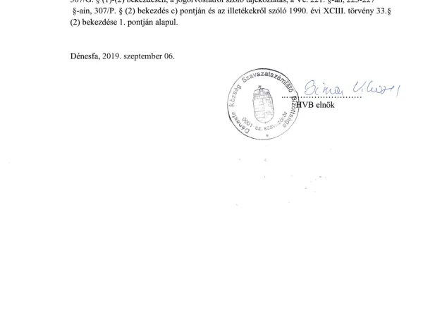 A Helyi Választási Bizottság nyilvántartásba vételi határozatai (2019) (6. kép)